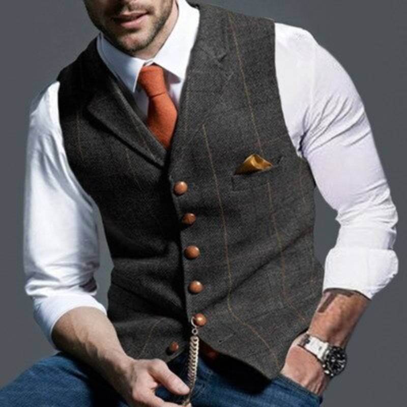 Elegant Men's Plaid Waistcoat