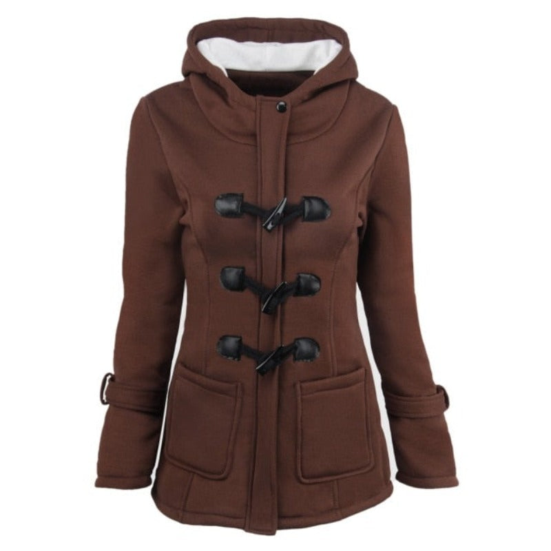 Elegant Winter Coat with Long Sleeves and Removable Hood