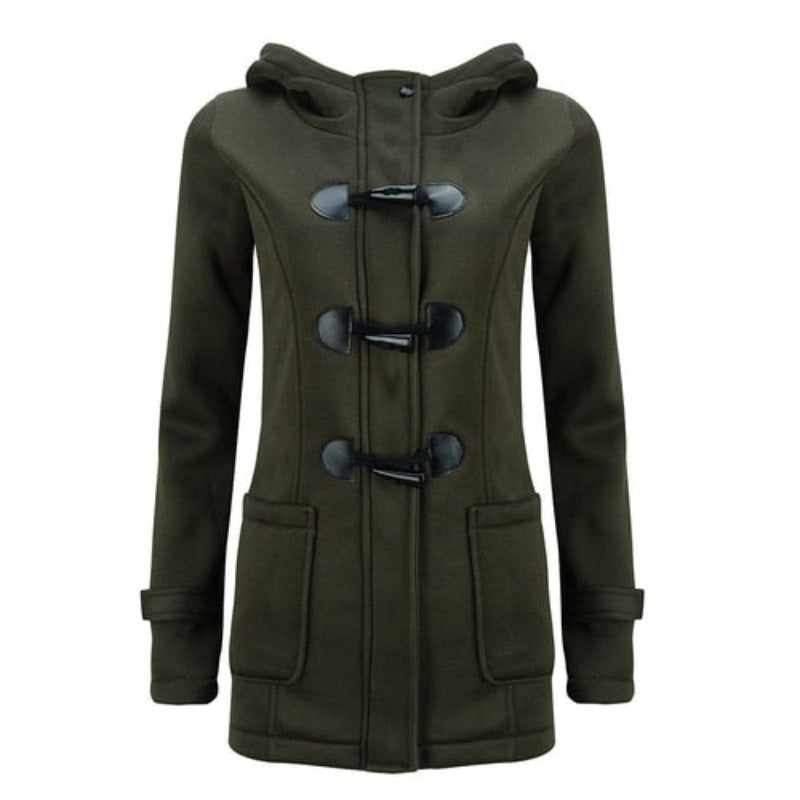 Elegant Winter Coat with Long Sleeves and Removable Hood