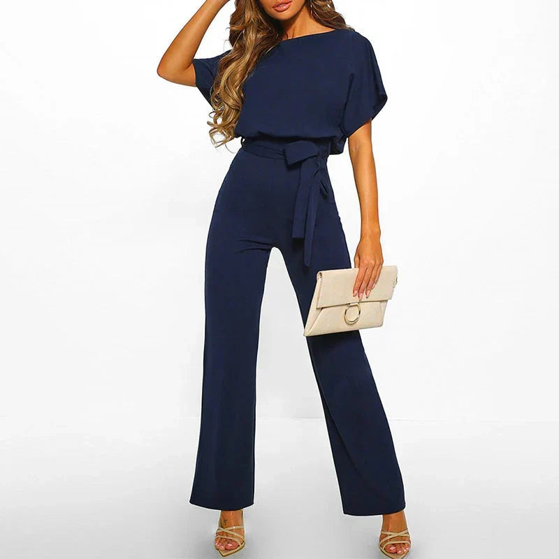 Elegant Women's Jumpsuit with Narrow Belt