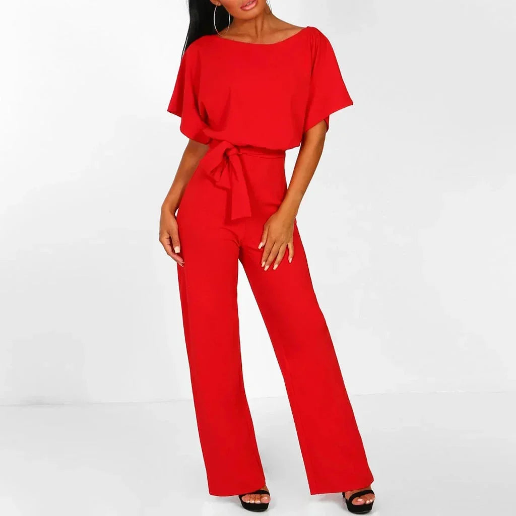 Elegant Women's Jumpsuit with Narrow Belt