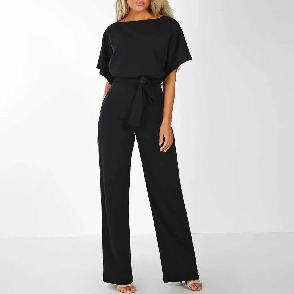 Elegant Women's Jumpsuit with Narrow Belt