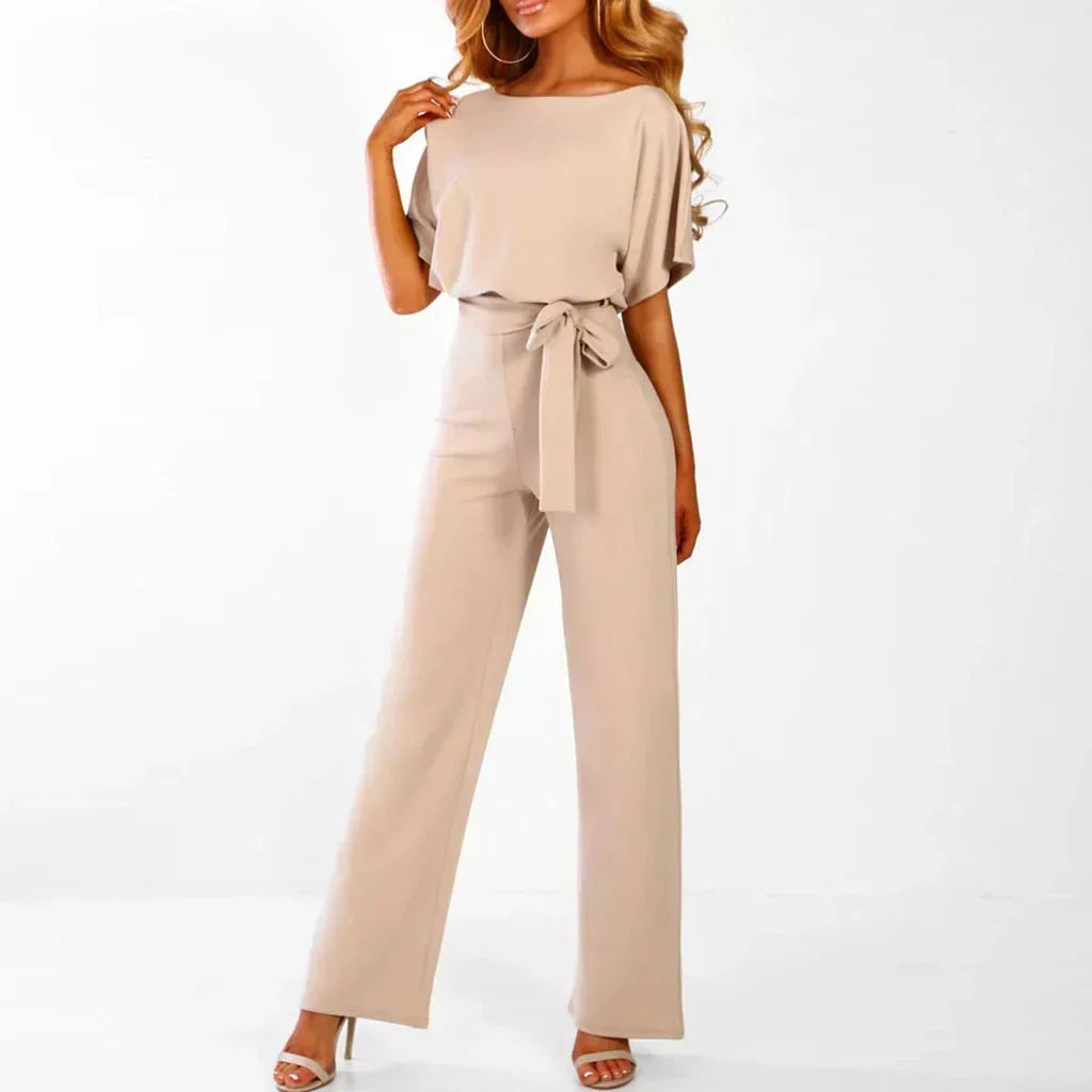 Elegant Women's Jumpsuit with Narrow Belt