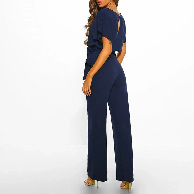 Elegant Women's Jumpsuit with Narrow Belt