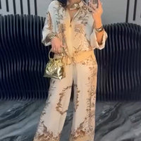 Chic Floral Print Zip-Front Two-Piece Outfit
