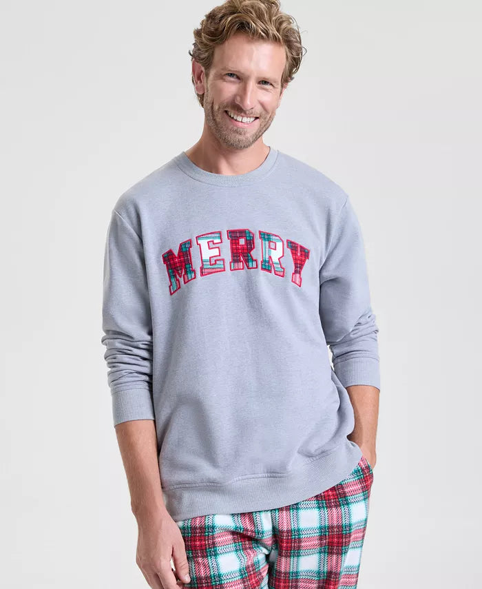 Extra-Long Merry Plaid Sweatshirt with Soft Stretch