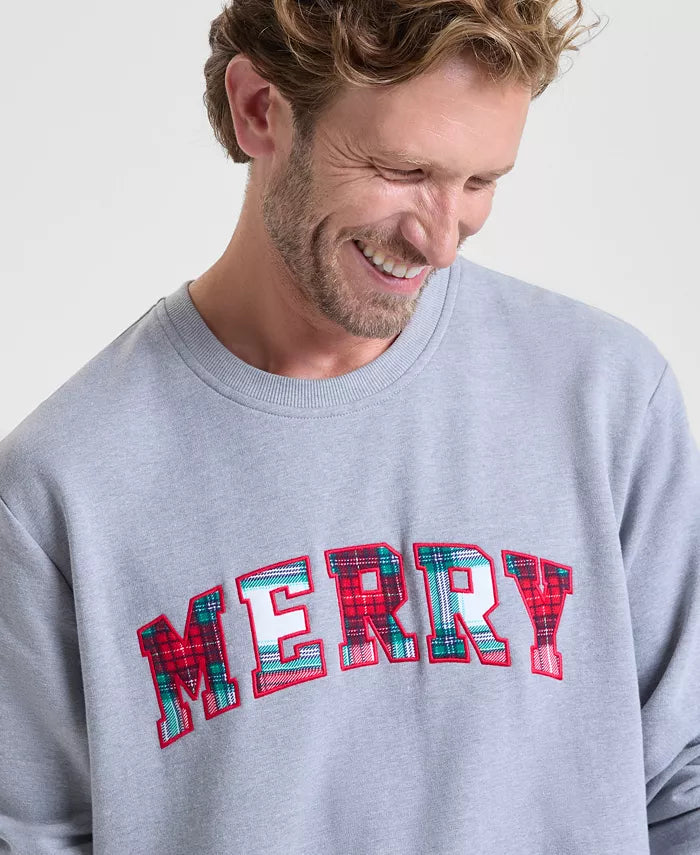 Extra-Long Merry Plaid Sweatshirt with Soft Stretch
