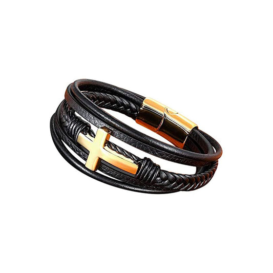 Faith Leather Cross Bracelet