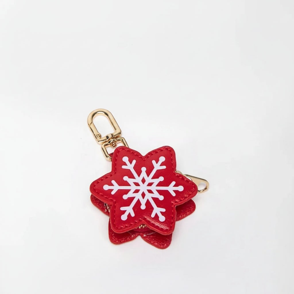 Faux Leather Mini Zipper Coin Pouch Keychain Charm with Carabiner Clip