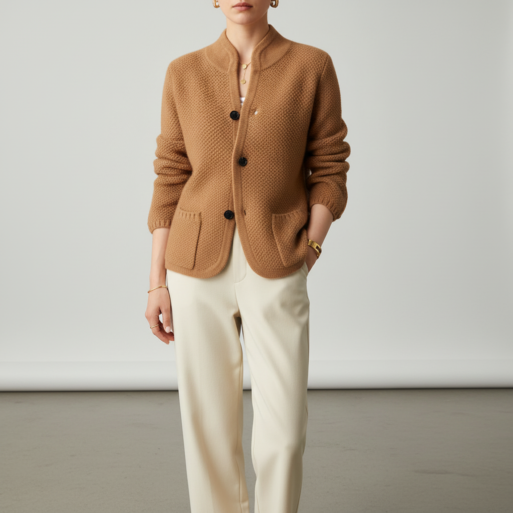 Figure-flattering cardigan sweater