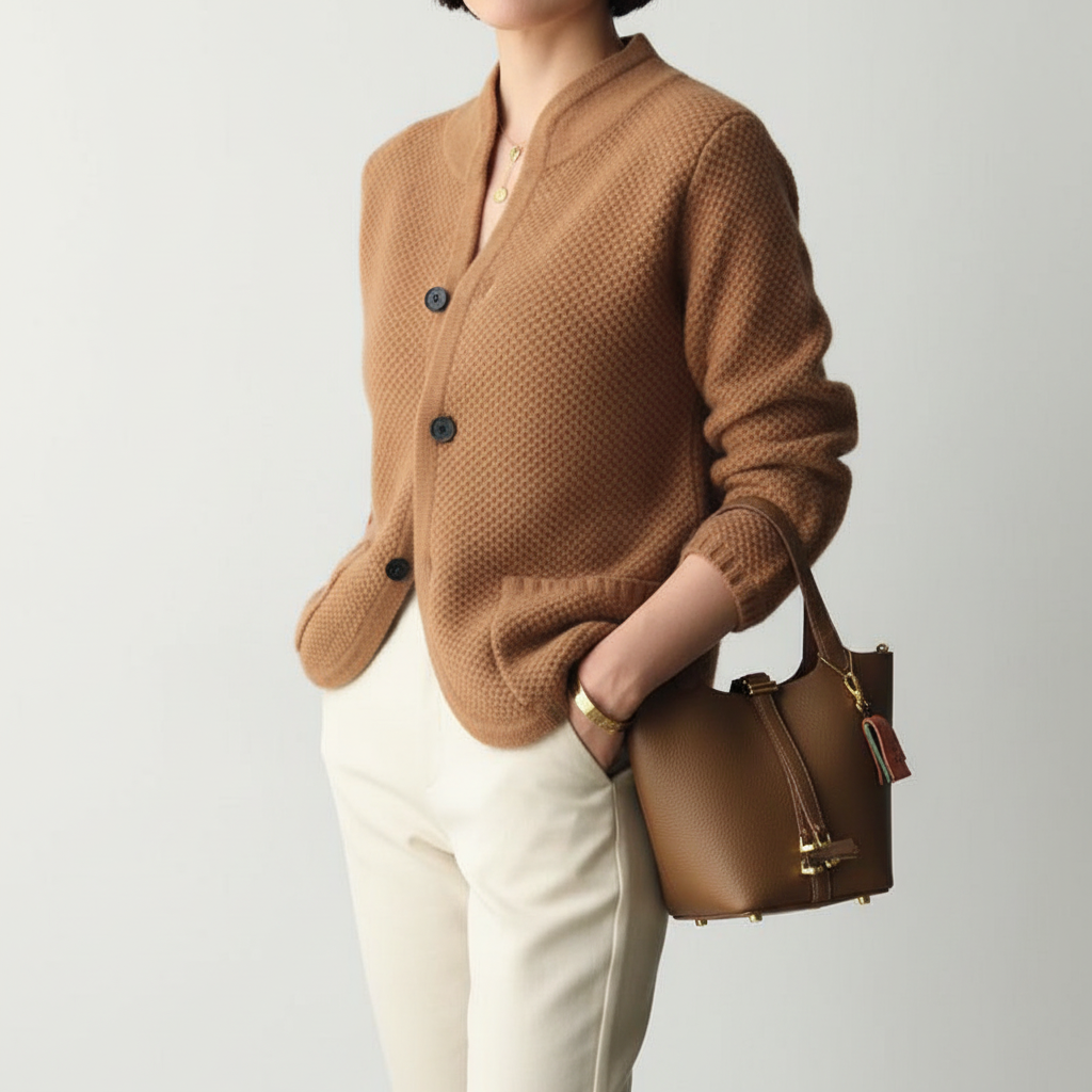 Figure-flattering cardigan sweater