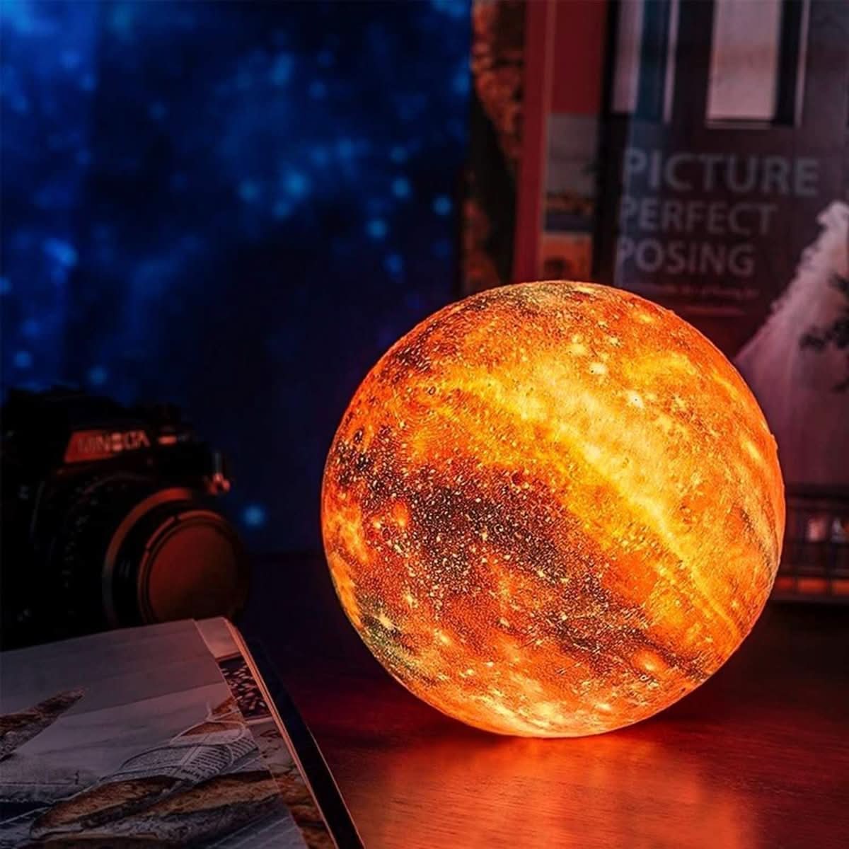 GALAXY MOONLAMP - 3D moon lamp with 16 colours & wooden stand