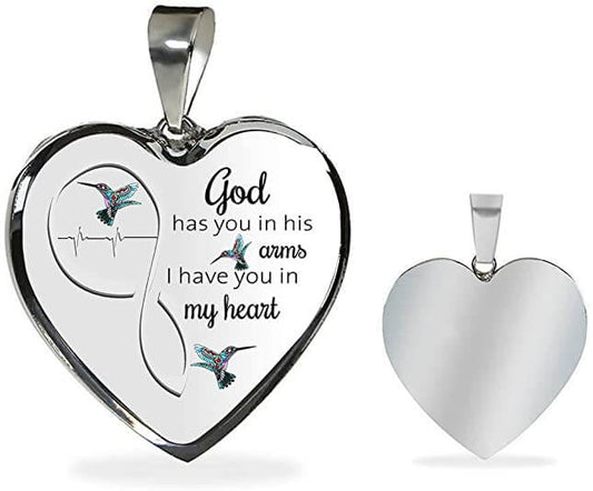 God Has You in His Arms Hummingbird Necklace