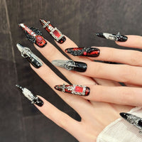 Gothic-Themed Press-On Nail Art Set