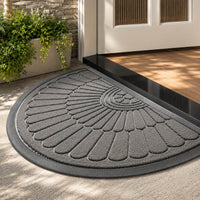 Half-Moon Rubber Doormat | Non-Slip Dirt-Trapping Mat for Indoors & Outdoors | Heavy-Duty Entryway Mat for Front Door and Patio