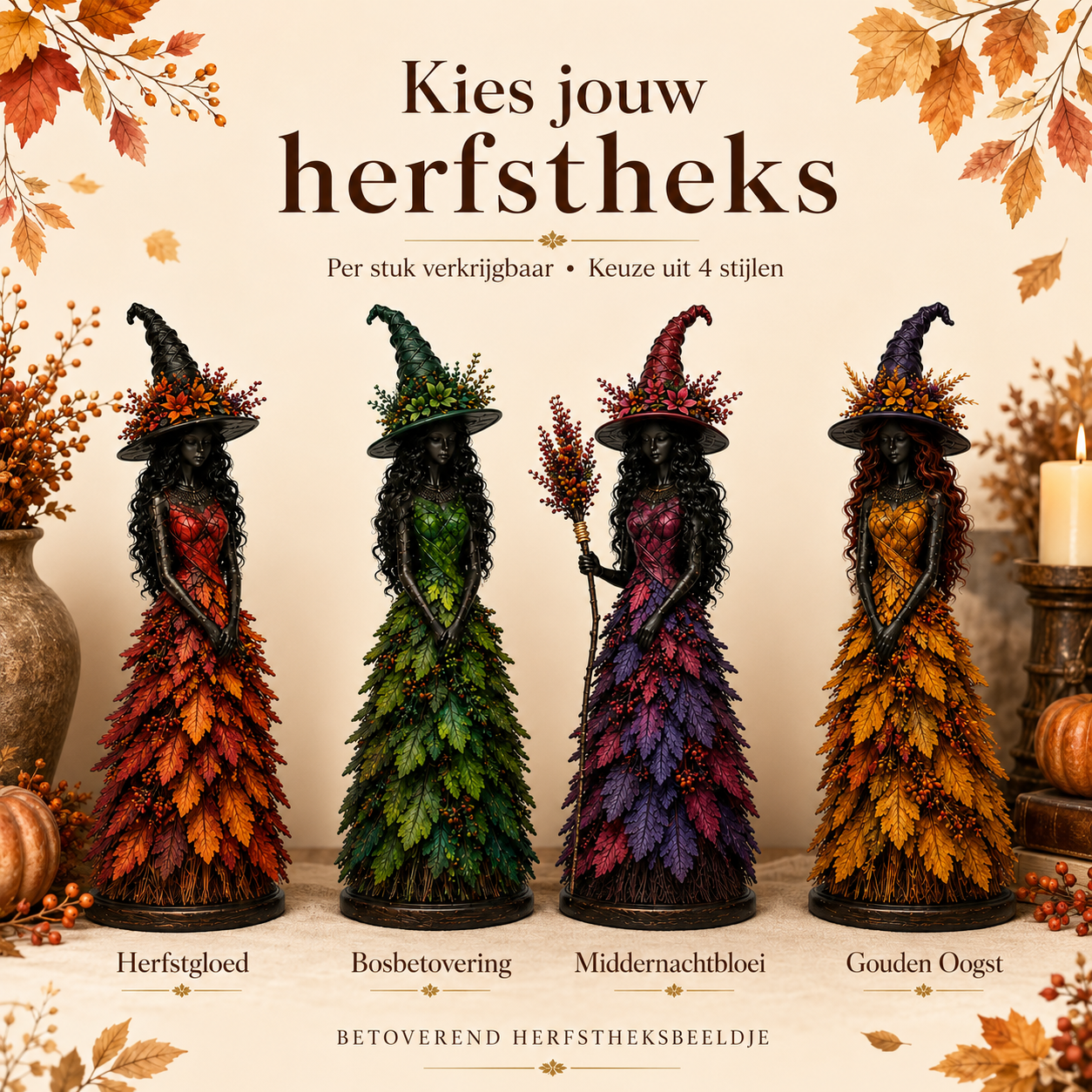 Handmade Autumn Witch Figurine
