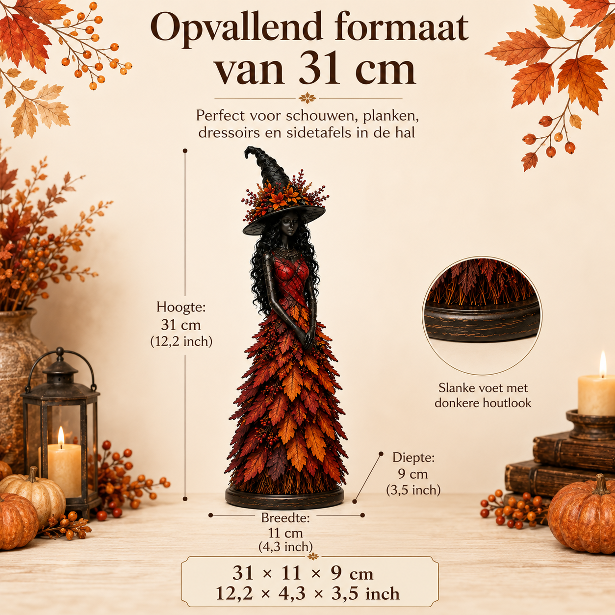 Handmade Autumn Witch Figurine
