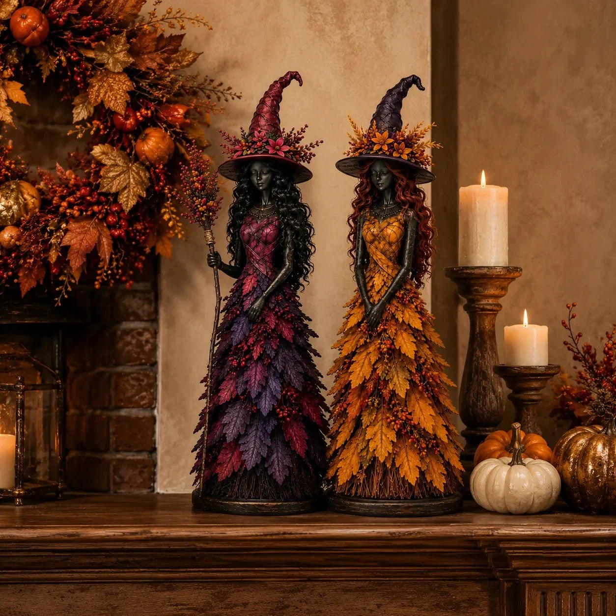 Handmade Autumn Witch Figurine