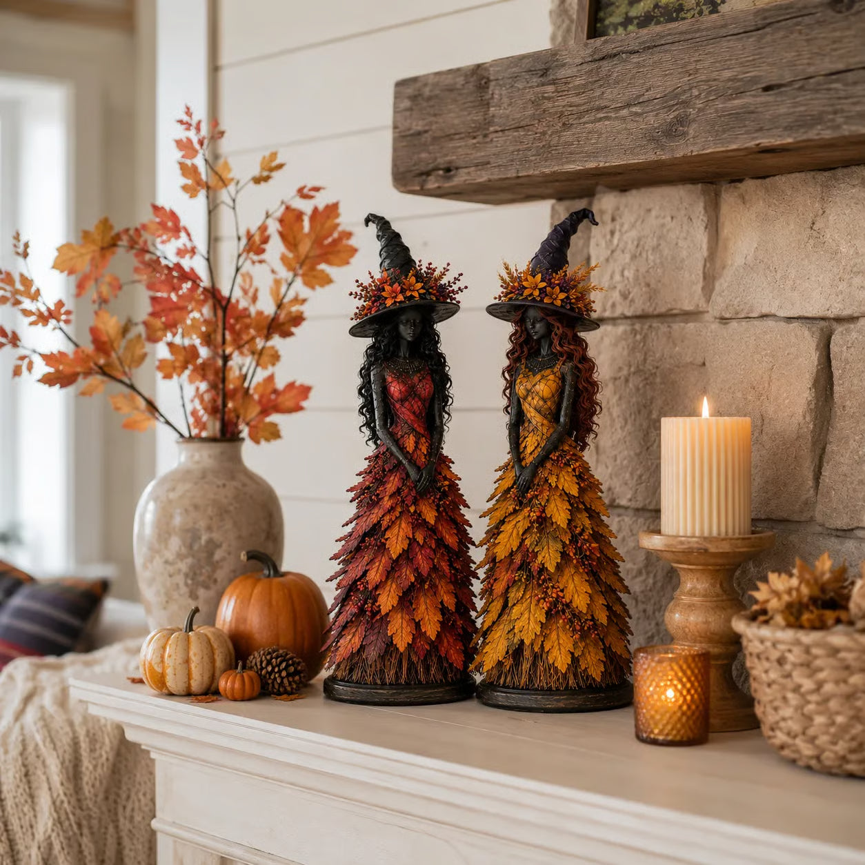 Handmade Autumn Witch Figurine