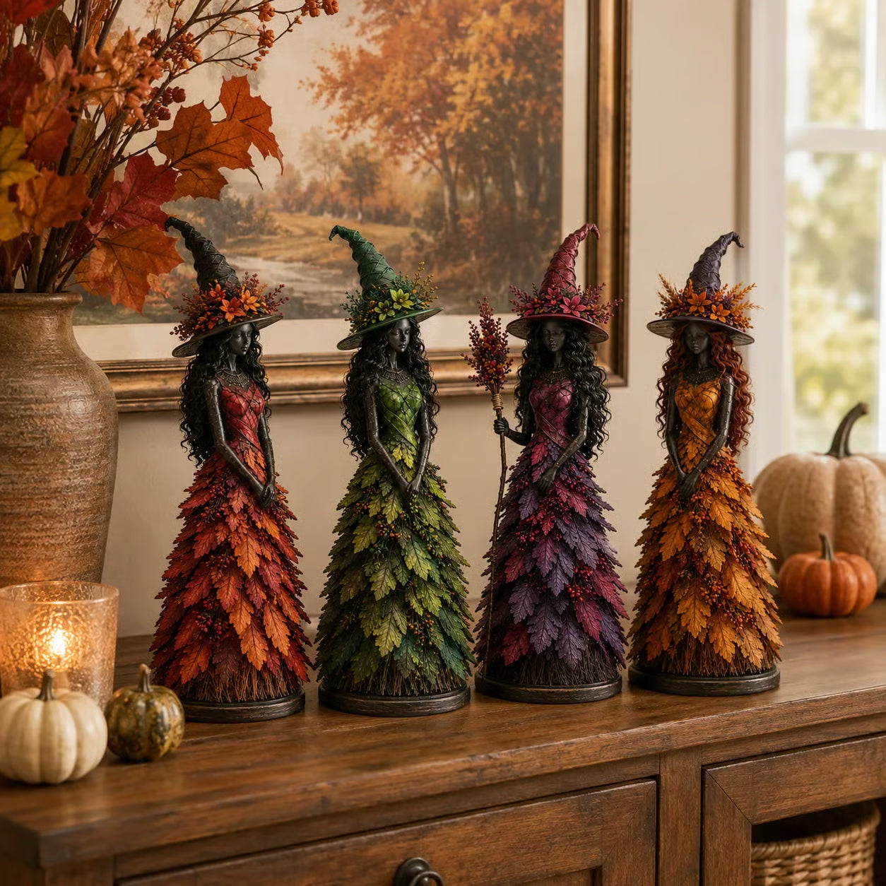 Handmade Autumn Witch Figurine