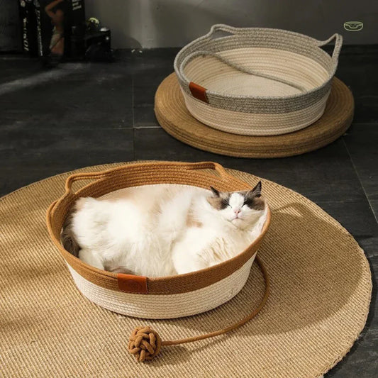 Handwoven Cotton Rope Cat Bed – DreamNest Charly