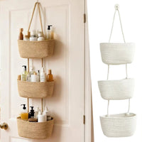 Hanging Storage Basket with 3 Compartments & Door Hooks | Vertical Storage Solutions