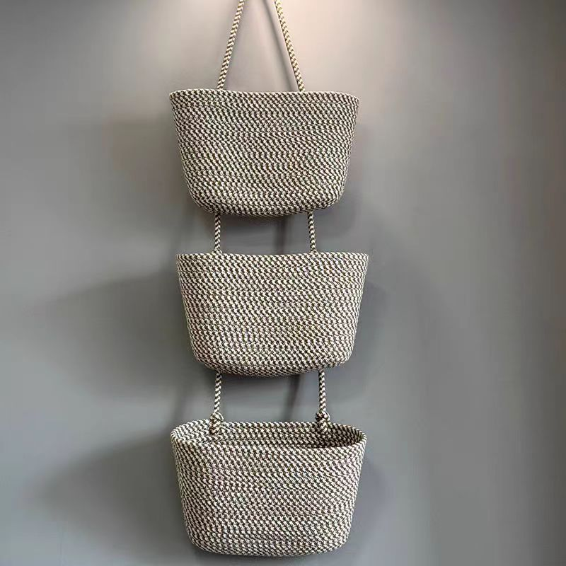 Hanging Storage Basket with 3 Compartments & Door Hooks | Vertical Storage Solutions