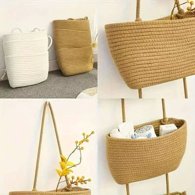 Hanging Storage Basket with 3 Compartments & Door Hooks | Vertical Storage Solutions