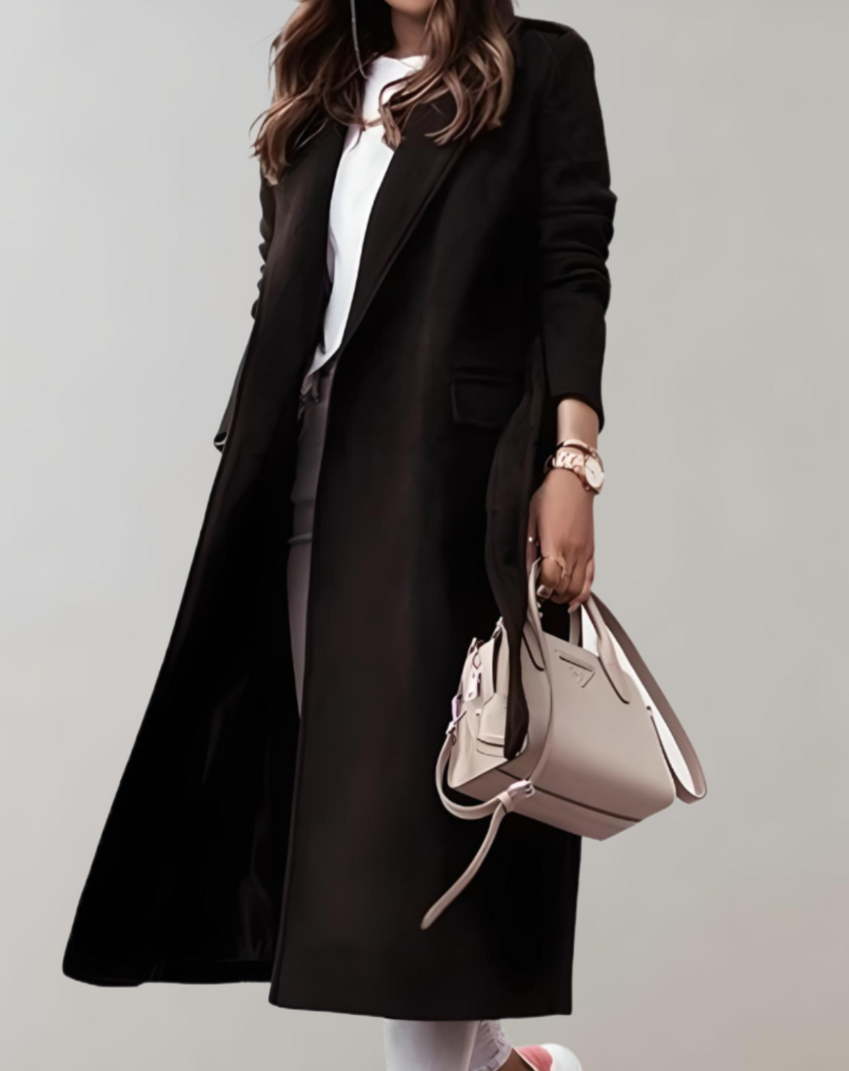 Hannah - Elegant Women's Long Belted Coat