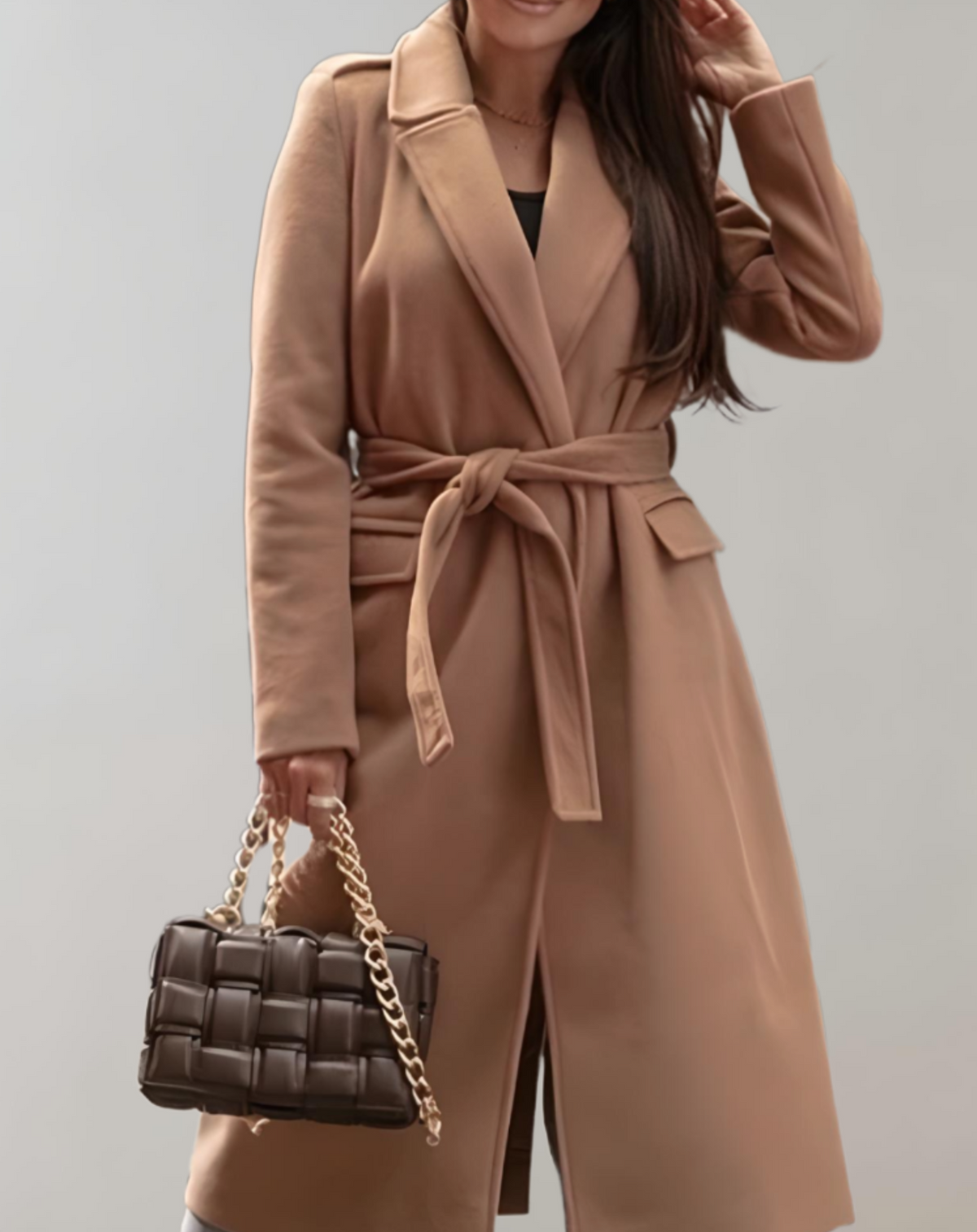 Hannah - Elegant Women's Long Belted Coat