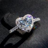 Heart Shape Cubic Zirconia Halo Ring