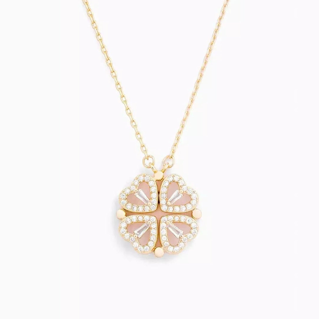 Heart Necklace with Convertible Pendant and Sparkling Lucky Motif