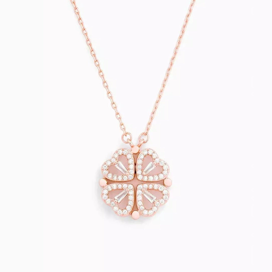 Heart Necklace with Convertible Pendant and Sparkling Lucky Motif