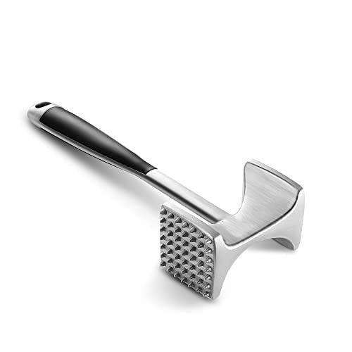 Heavy-Duty Stainless Steel Dual-Sided Meat Tenderizer with Ergonomic Non-Slip Handle