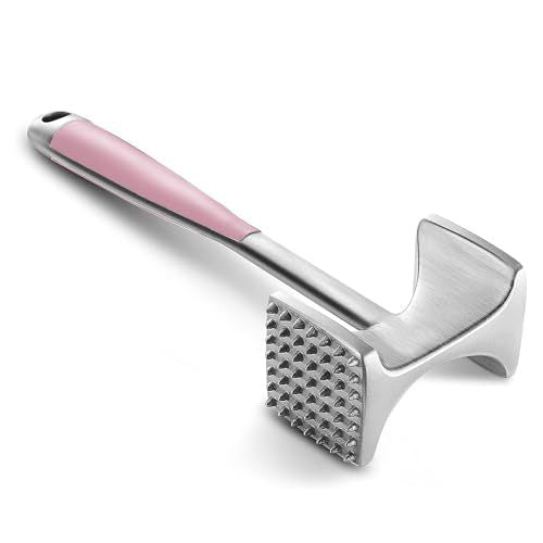 Heavy-Duty Stainless Steel Dual-Sided Meat Tenderizer with Ergonomic Non-Slip Handle
