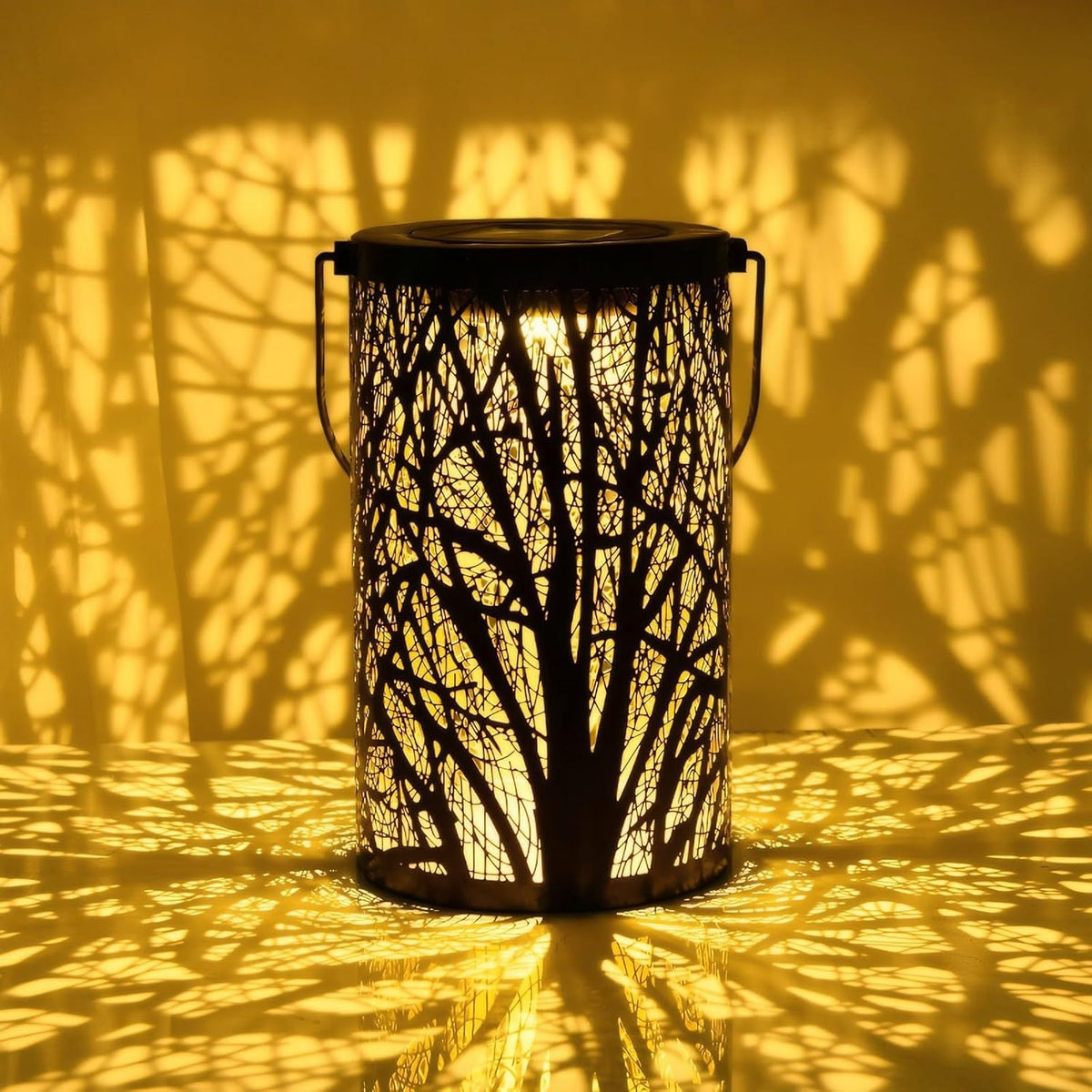 Intricate Metal Shadow Projection Table Lamp with Rechargeable LED