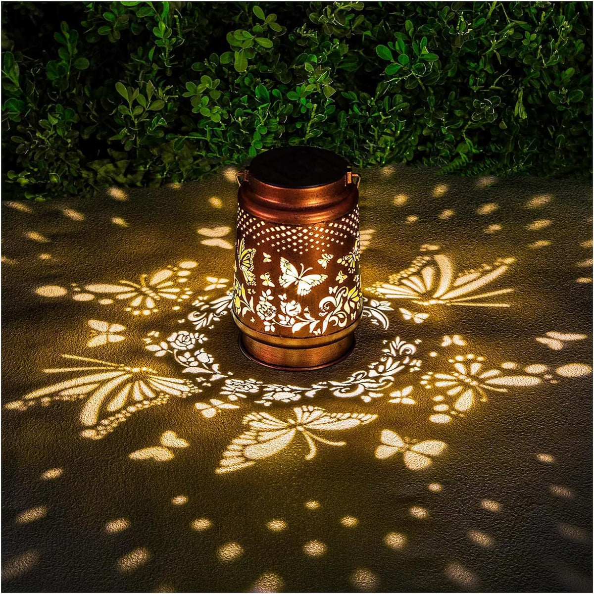 Intricate Metal Shadow Projection Table Lamp with Rechargeable LED