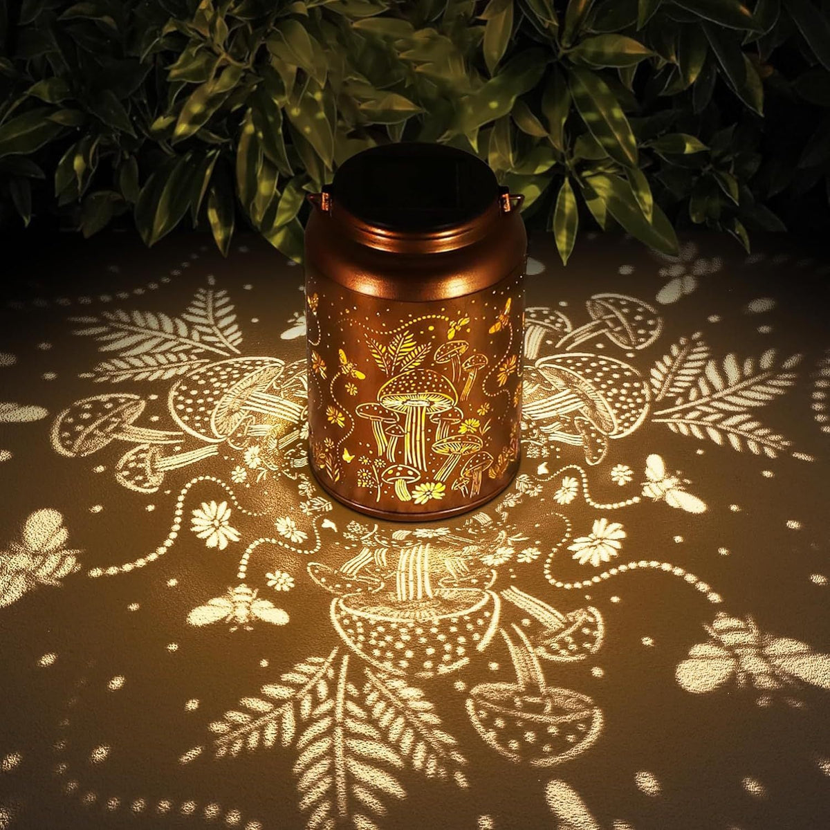 Intricate Metal Shadow Projection Table Lamp with Rechargeable LED