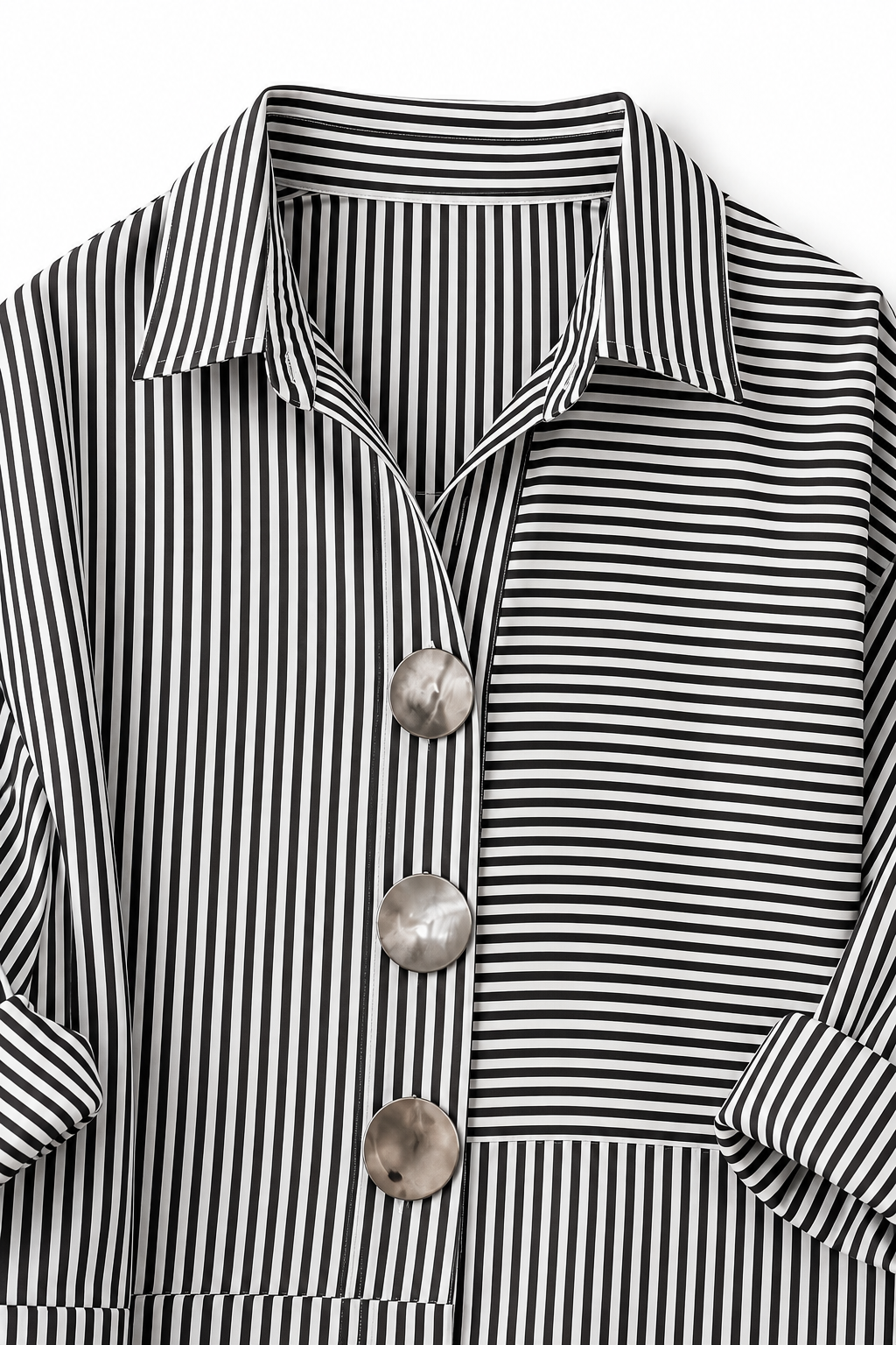 Irregular Stripe Stand Collar Shirt
