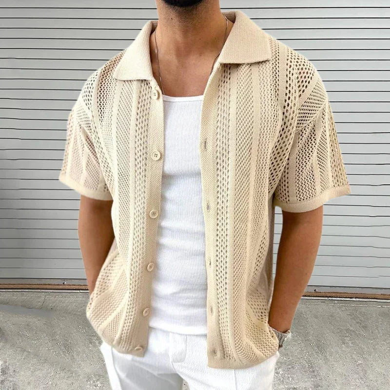 Knitted Shirt with Classic Collar