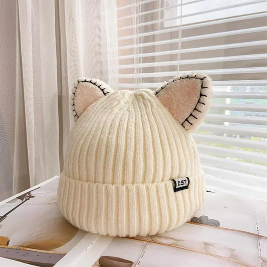 Knitted Winter Hat with Cat Ears - PurrWarm