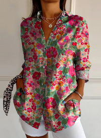 Floral V-Neck Long Sleeve Shirt