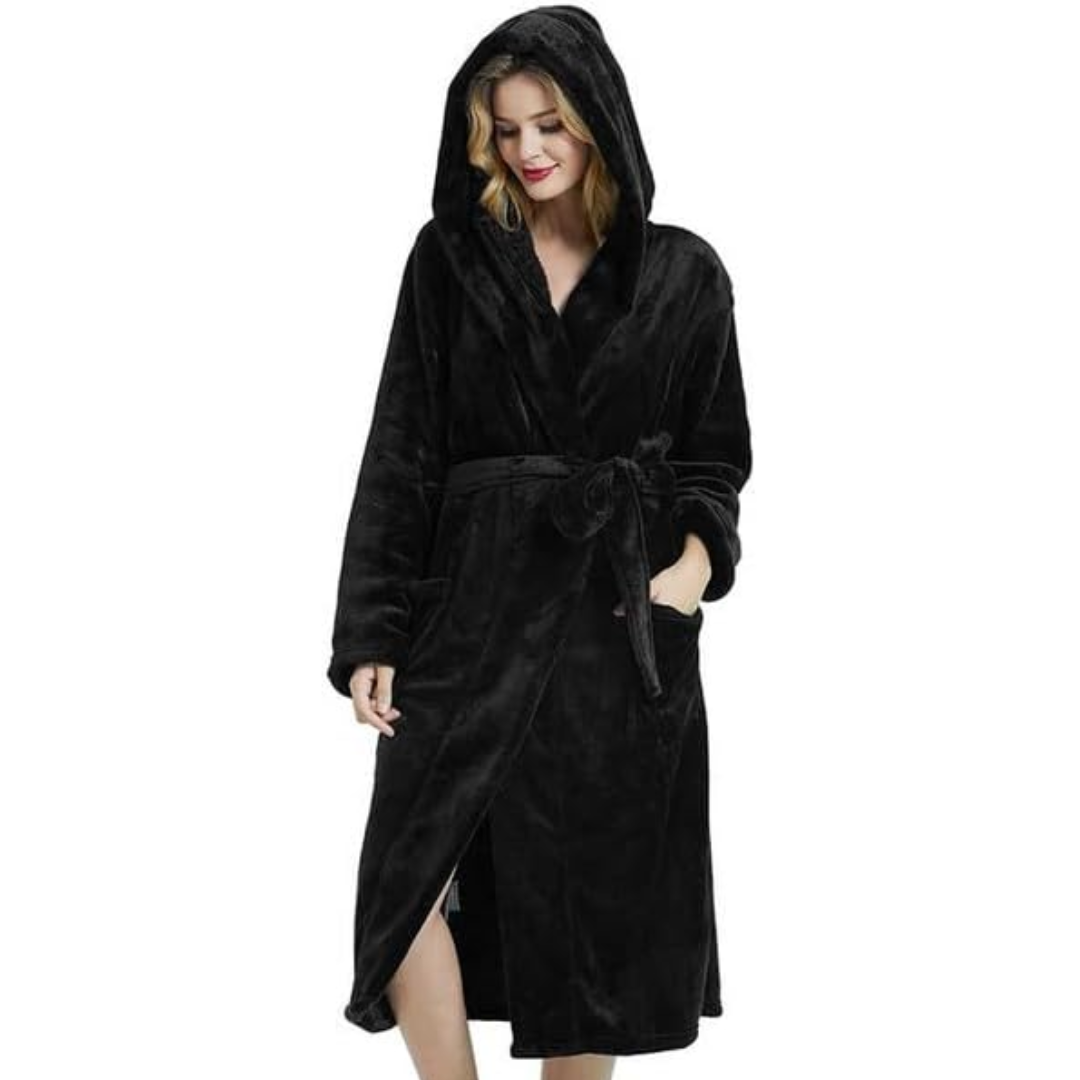 Ladies Fleece Bathrobe with Hood – Vivianne