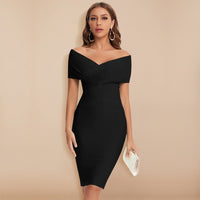 Sisica | Women's Off-Shoulder V-Neck Midi Dress