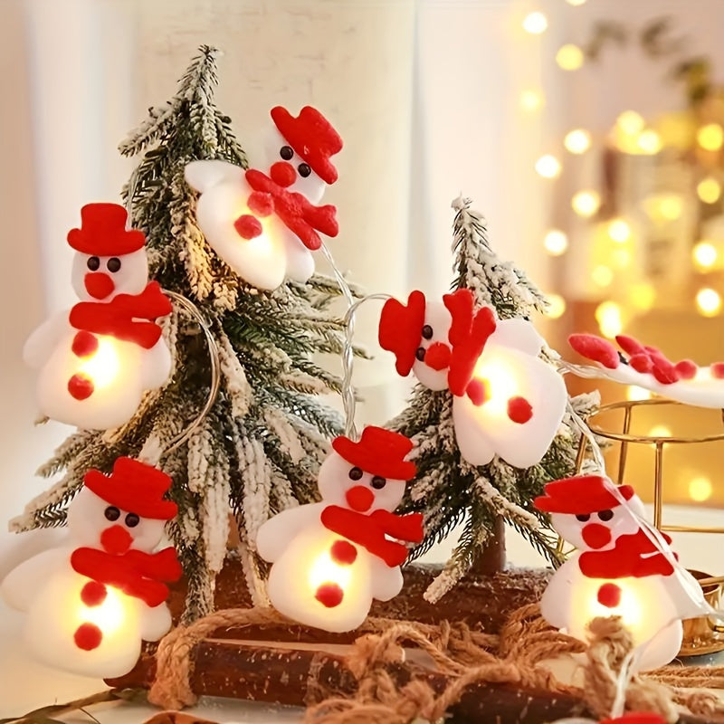 LED String Lights with Plush Snowmen - 1.5m Warm Light