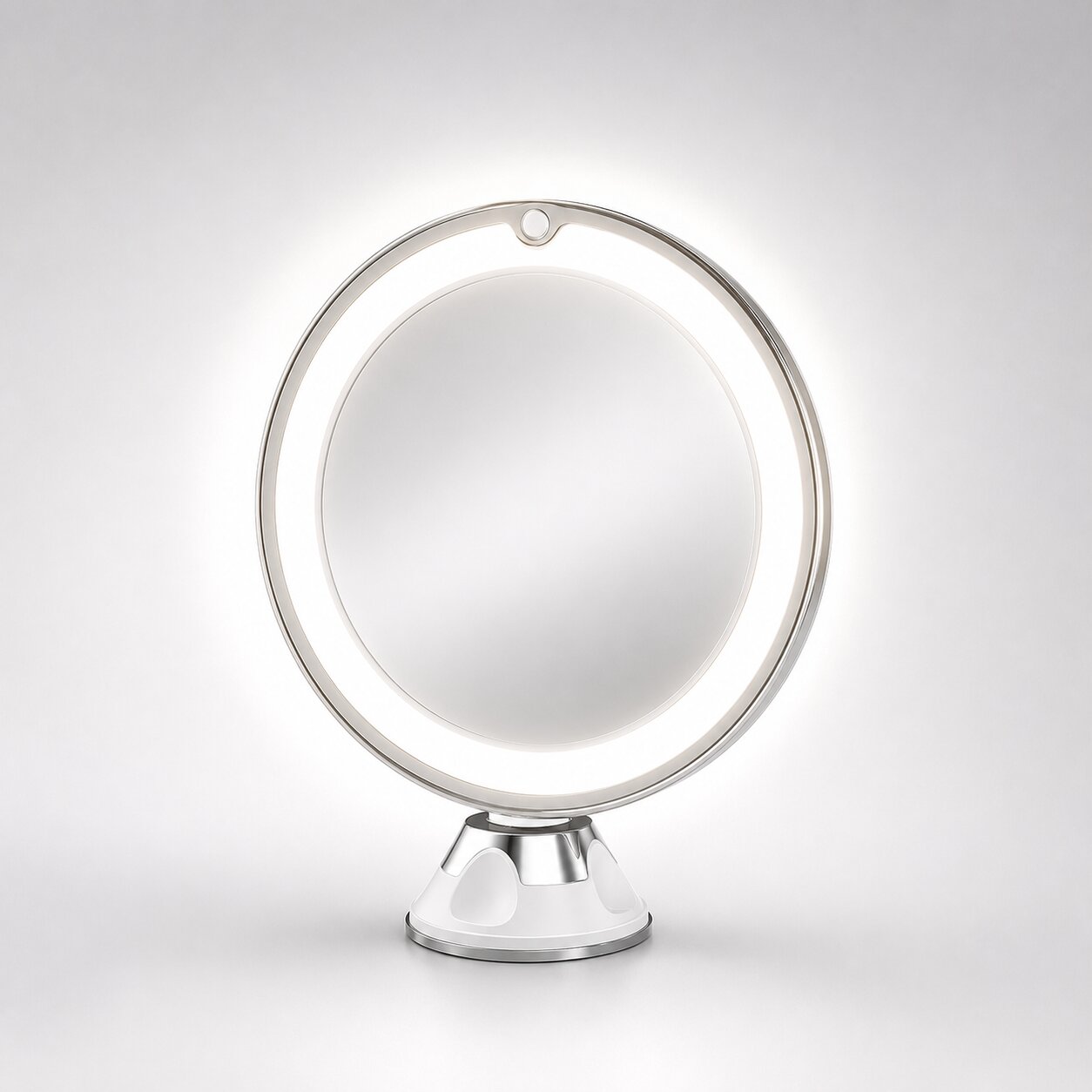 Lighted Makeup Mirror with 10x Magnification, LED Ring Light, and 360° Swivel