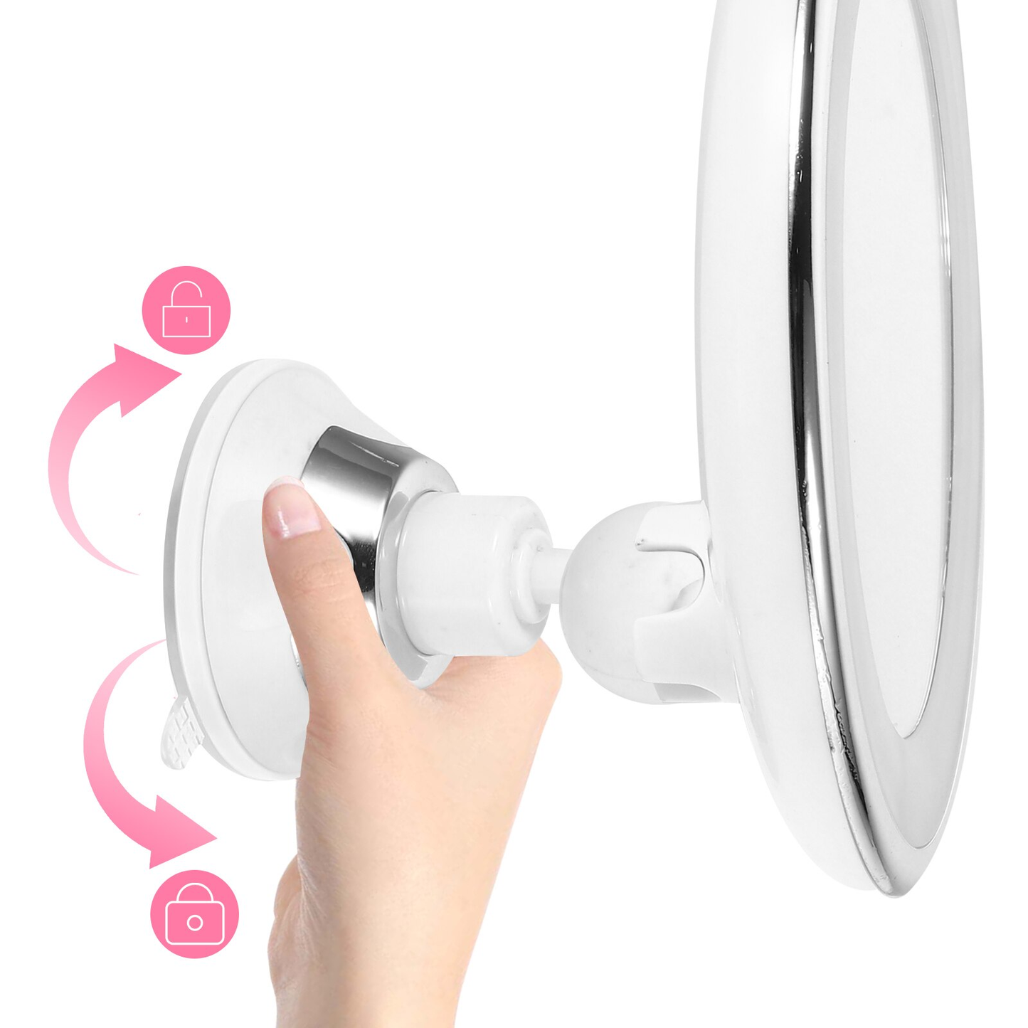 Lighted Makeup Mirror with 10x Magnification, LED Ring Light, and 360° Swivel