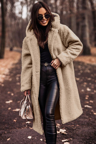 Long Hooded Teddy Coat