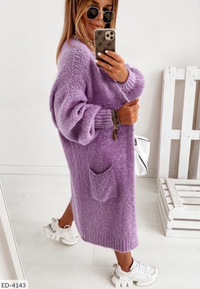 Long Knitted Cardigan with Pockets