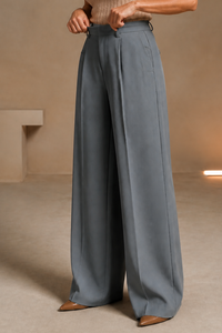 Longline High-Waisted Wide-Leg Trousers